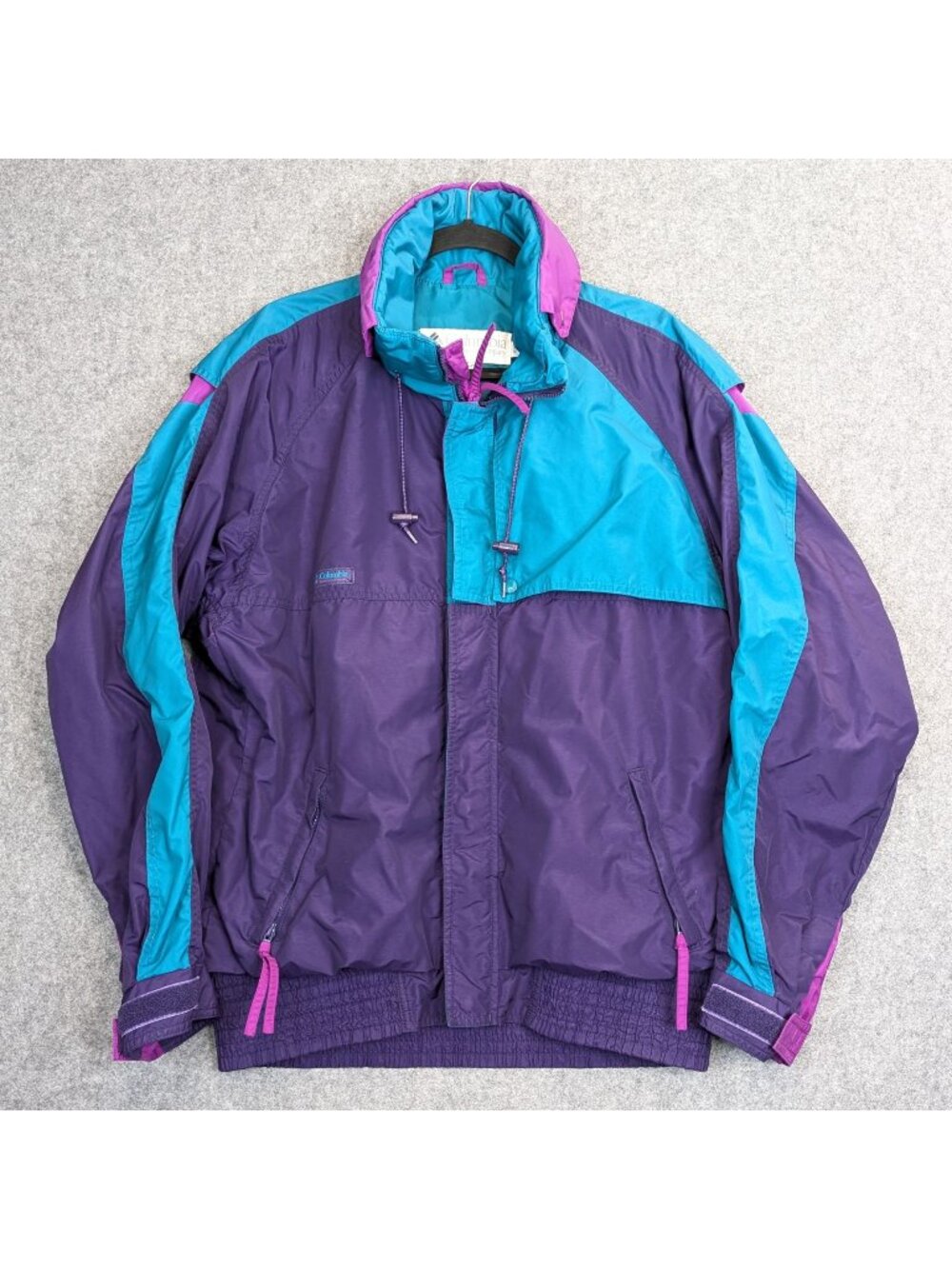 Columbia Sportswear Mens Large Purple Teal Winter Jacket Coat Colorblock Vintage